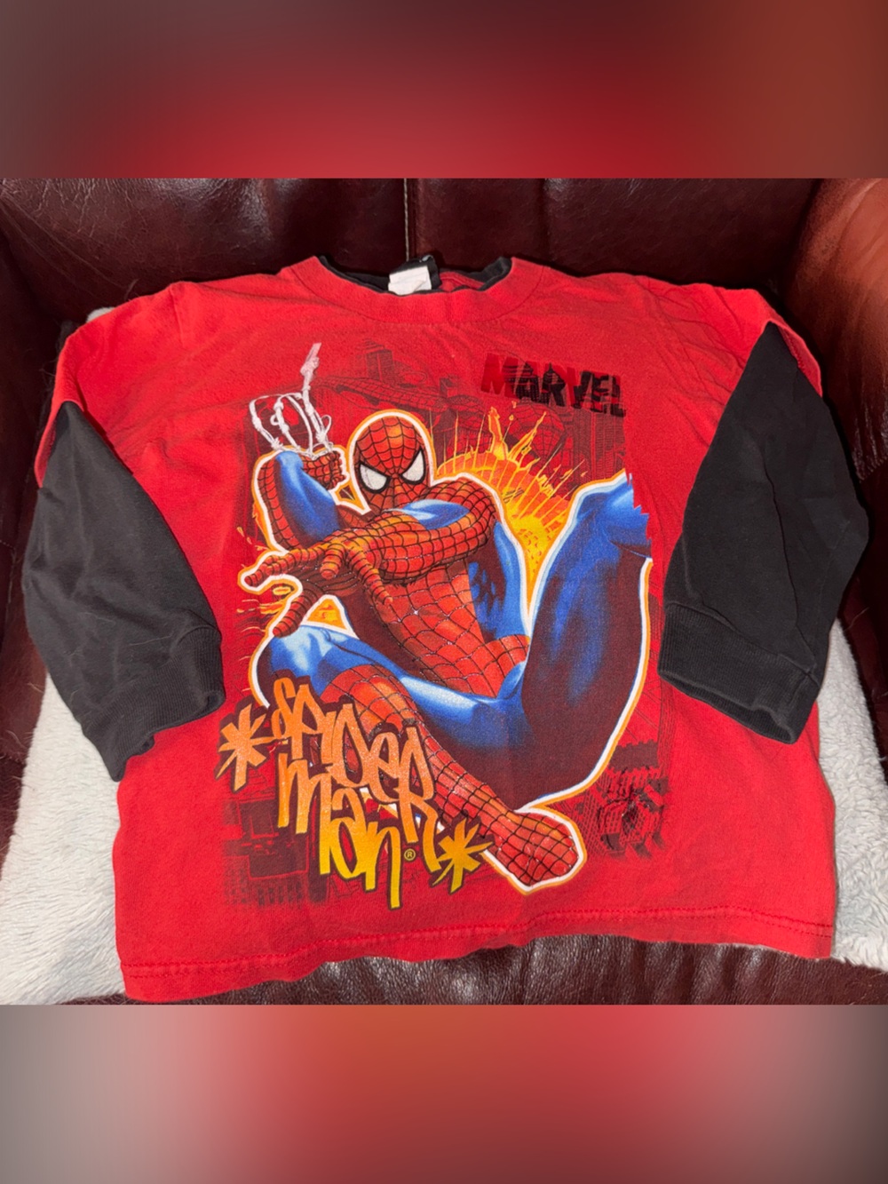Spider-Man Red & Black Raglan Kids Long Sleeve T-shirt